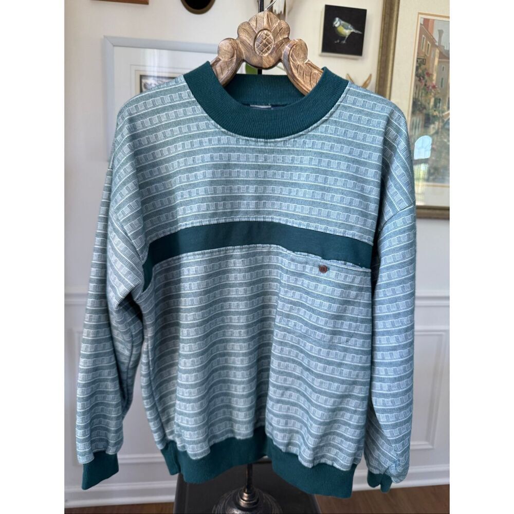 Vintage 90s Knightsbridge For Men Green Pullover Shirt Sweatshirt Size 2X